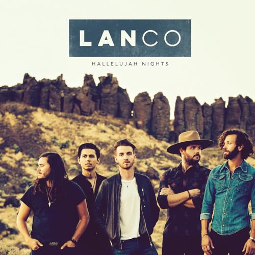 Lanco album cover featuring a band and desert landscape.