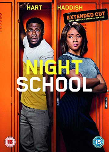 Night School" DVD cover featuring Kevin Hart and Tiffany Haddish by lockers.