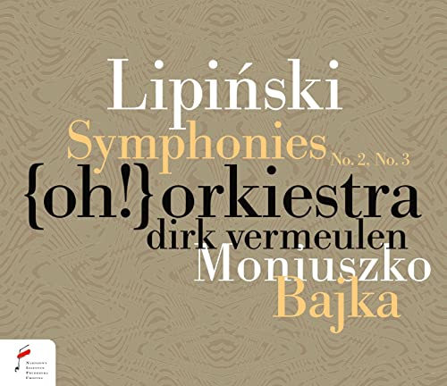 CD cover for Lipinski & Moniuszko symphonies, beige background, text focused.