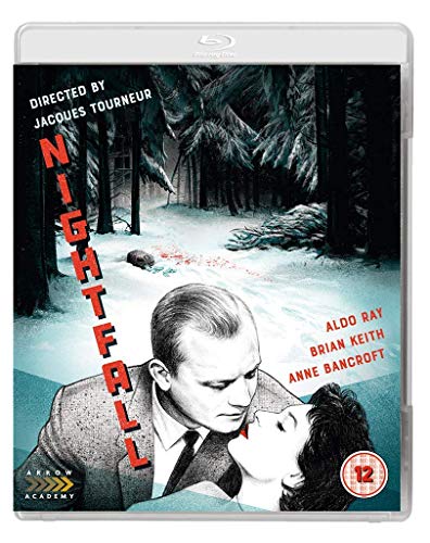 Blu-ray cover art for Nightfall featuring a man and woman against a snowy forest.
