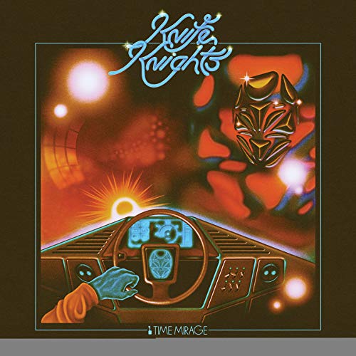 Album cover for Knife Knights’ “Time Mirage” featuring a helmet and car dashboard.