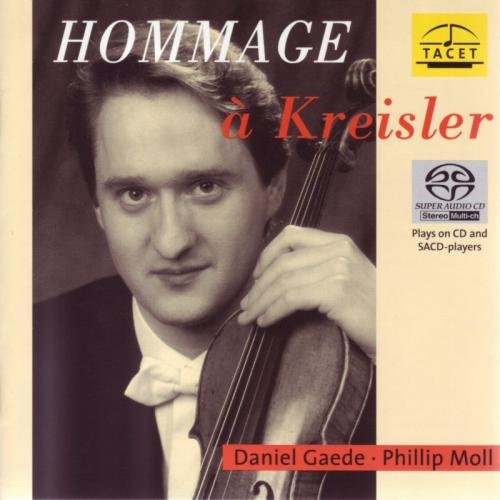 CD cover featuring a cellist, Daniel Gaede, with text “Hommage à Kreisler”.