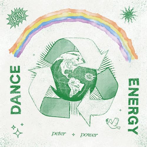 Album cover with rainbow, recycling symbol, and bird illustration.