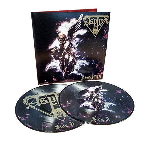 Asphyx double vinyl record with dark cover art of a winged figure.
