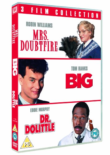 DVD case featuring Robin Williams, Tom Hanks, and Eddie Murphy film covers.