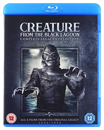 Blu-ray cover featuring the Creature from the Black Lagoon rising from the water.