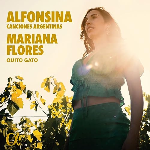 CD cover featuring Mariana Flores under sunlight and yellow leaves.