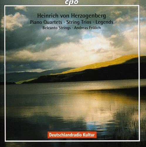 CD cover: landscape with lake, mountains, and text “Herzogenberg: Piano Quartets.”