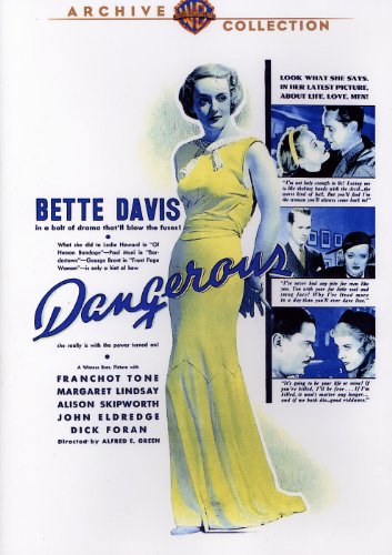 DVD cover for the 1939 film "Dangerous" starring Bette Davis.