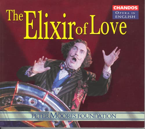 CD cover for Donizetti’s *The Elixir of Love*, featuring an opera singer.