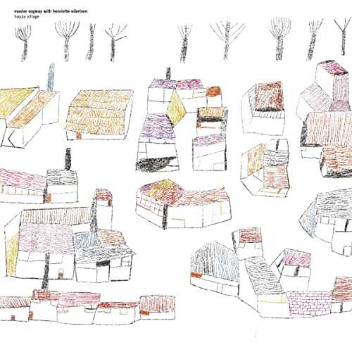 CD cover with a hand-drawn illustration of a colorful village.