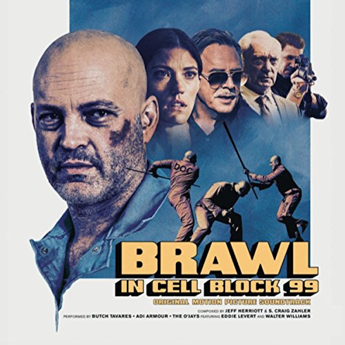 Brawl in Cell Block 99" soundtrack vinyl cover with film characters.