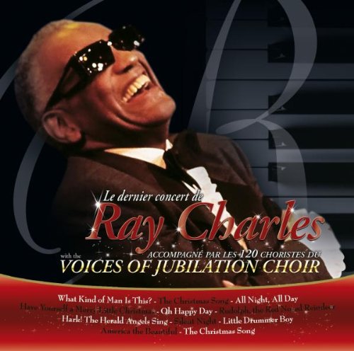 Ray Charles in sunglasses smiling, album cover with text in French and song titles.