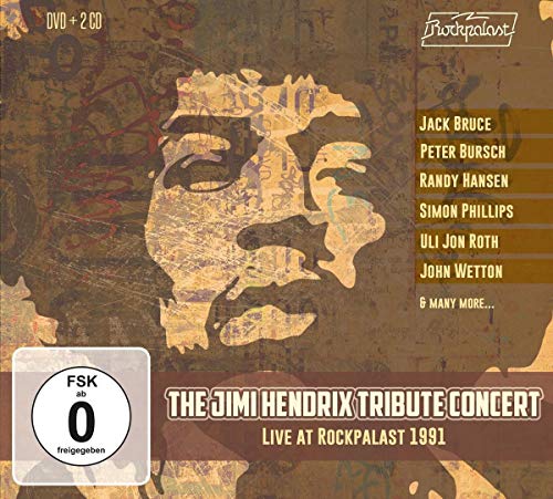 Jimi Hendrix tribute concert album cover with artist names listed.