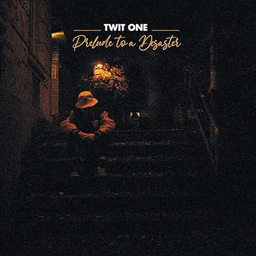 Album cover: shadowed figure with hat sits near a streetlamp.