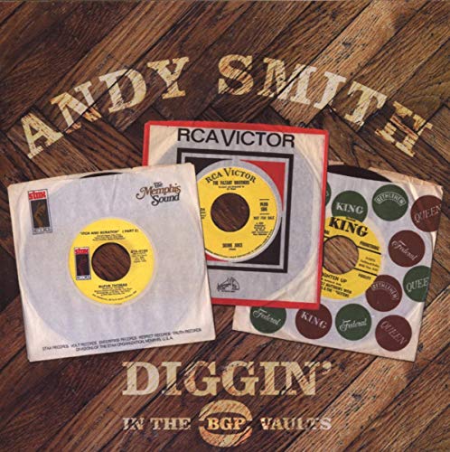 CD cover featuring vintage 45 rpm record singles on a wood background.