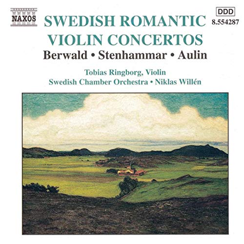 CD cover: landscape painting with text listing violin concertos and artists.