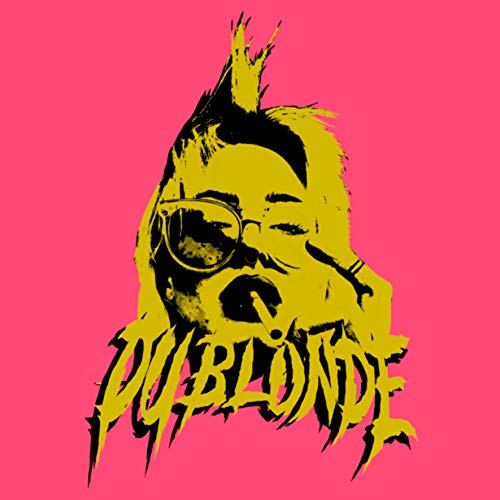 Du Blonde album cover: yellow portrait of a woman with sunglasses, smoking.