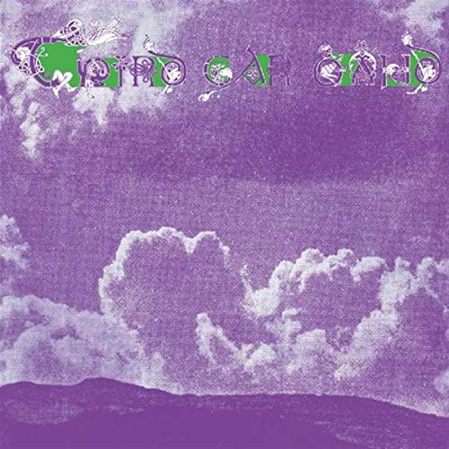 Purple album cover with ornate green lettering and cloud imagery.