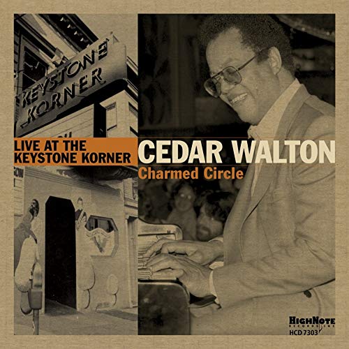 Cedar Walton portrait with Keystone Korner club image, album cover art.