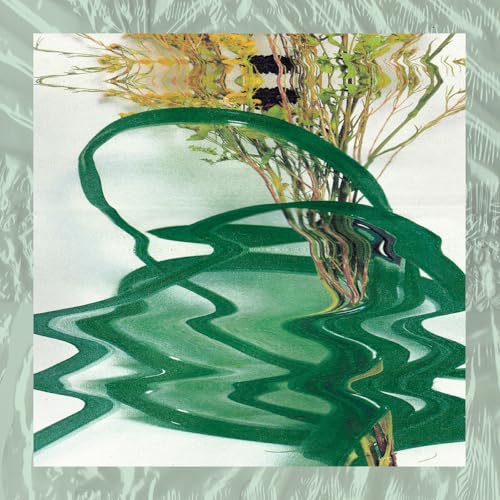 Album cover: abstract green and yellow floral painting on white.