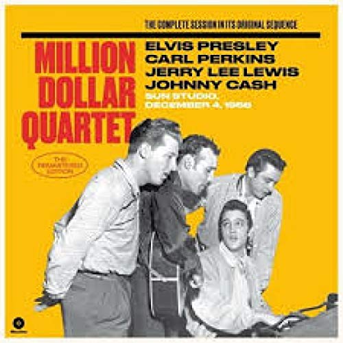 Million Dollar Quartet vinyl album cover featuring four musicians in studio.