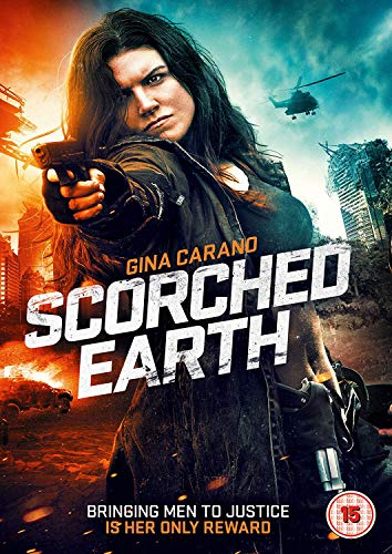 DVD cover for "Scorched Earth" featuring Gina Carano with a gun.