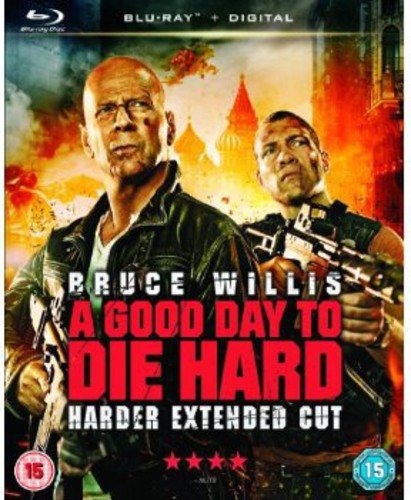 “A Good Day to Die Hard” Blu-ray cover with Bruce Willis and explosions.