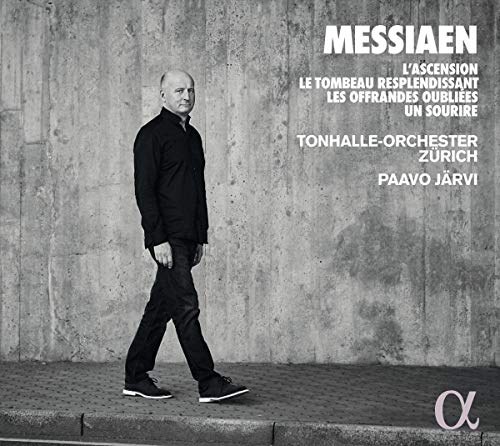 CD cover featuring conductor Paavo Järvi and composer Messiaen’s name.