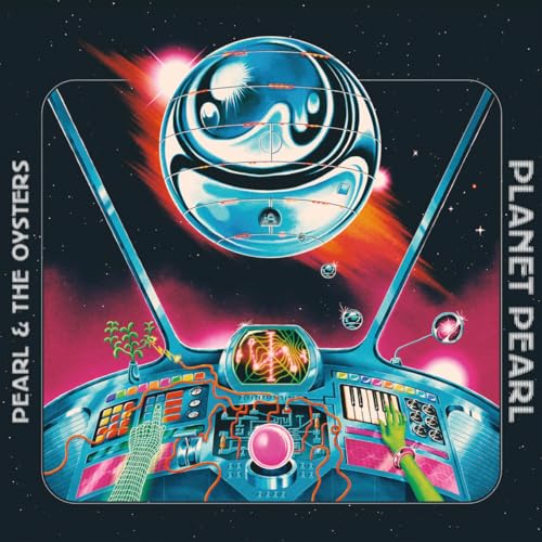 Retro-style album cover depicting a spaceship cockpit with a glowing planet.