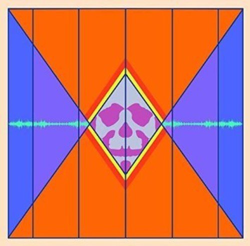 Geometric album art featuring a skull within layered orange and purple shapes.