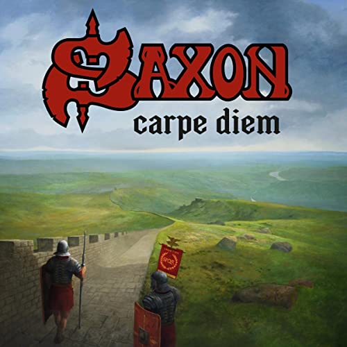 Saxon "Carpe Diem" CD cover: medieval landscape with soldiers and castle.