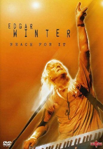 Edgar Winter performing at the keyboard, DVD cover art.