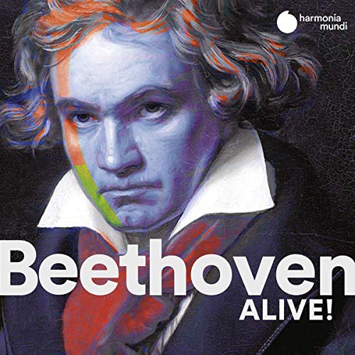 CD cover featuring a portrait of Ludwig van Beethoven with colorful overlays.