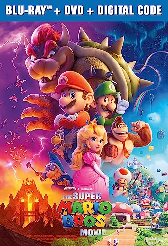 Blu-ray cover featuring Mario, Peach, Bowser, and other characters.
