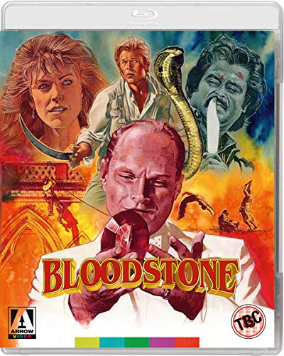 “Bloodstone” Blu-ray cover featuring distressed faces and a rearing cobra.