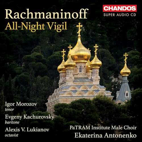 CD cover for Rachmaninoff’s “All-Night Vigil” featuring an Orthodox church.