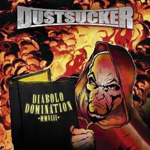 CD cover: hooded figure holding a book against a fiery, swirling background.