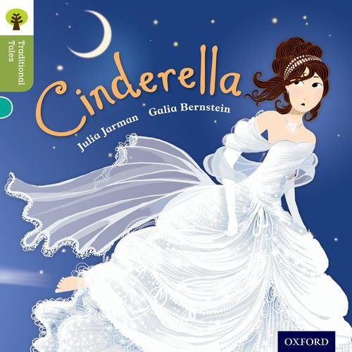 Cinderella in a white ballgown, illustrated book cover.