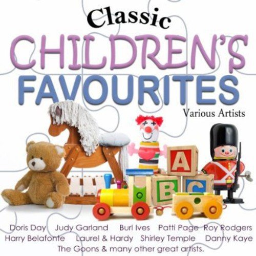 CD cover with toys, text “Classic Children’s Favourites”, and artist names.