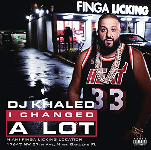 DJ Khaled album cover, "I Changed A Lot," featuring him in a basketball jersey.