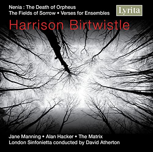 CD cover for Harrison Birtwistle’s compositions, featuring dark tree branches.