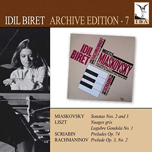 CD cover featuring pianist Idil Biret and abstract piano key design.