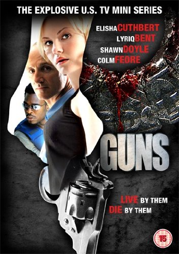 DVD cover for the TV mini-series Guns featuring three actors and a revolver.