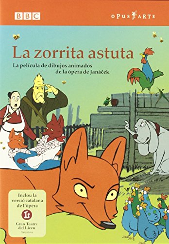 DVD cover for "Cunning Little Vixen" featuring animated foxes and a hare.