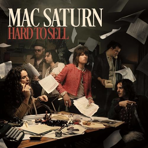 Album cover for Mac Saturnās āHard to Sellā featuring a group in an office.