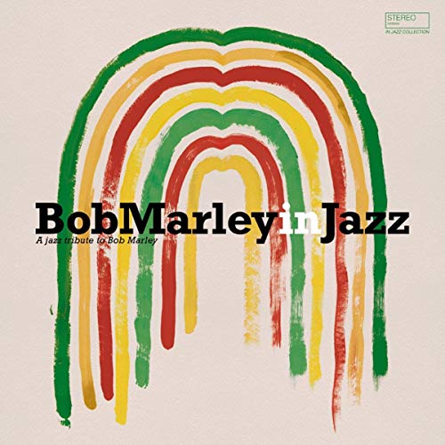 Bob Marley in Jazz vinyl record cover with rainbow design.