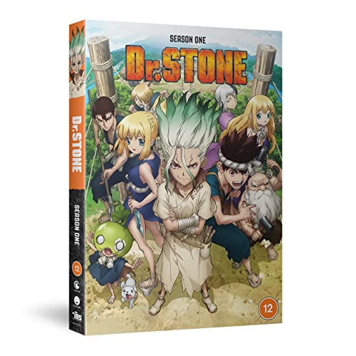 DVD case for Dr Stone Season One with colorful anime characters on the cover.