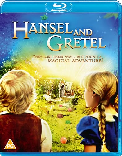 Blu-ray cover for "Hansel and Gretel" featuring children and a gingerbread house.