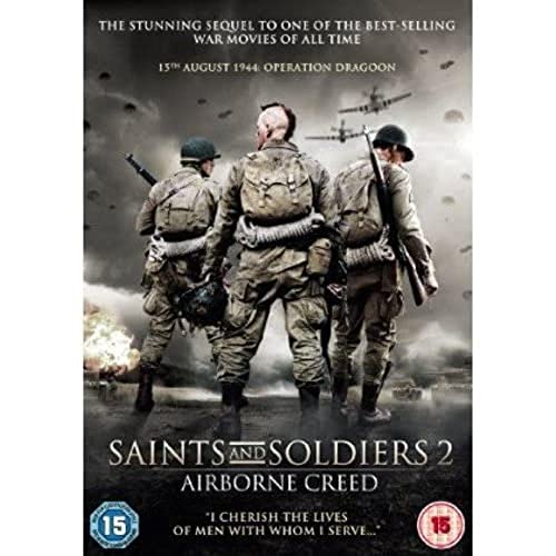 DVD cover for “Saints & Soldiers 2” featuring paratroopers in wartime.